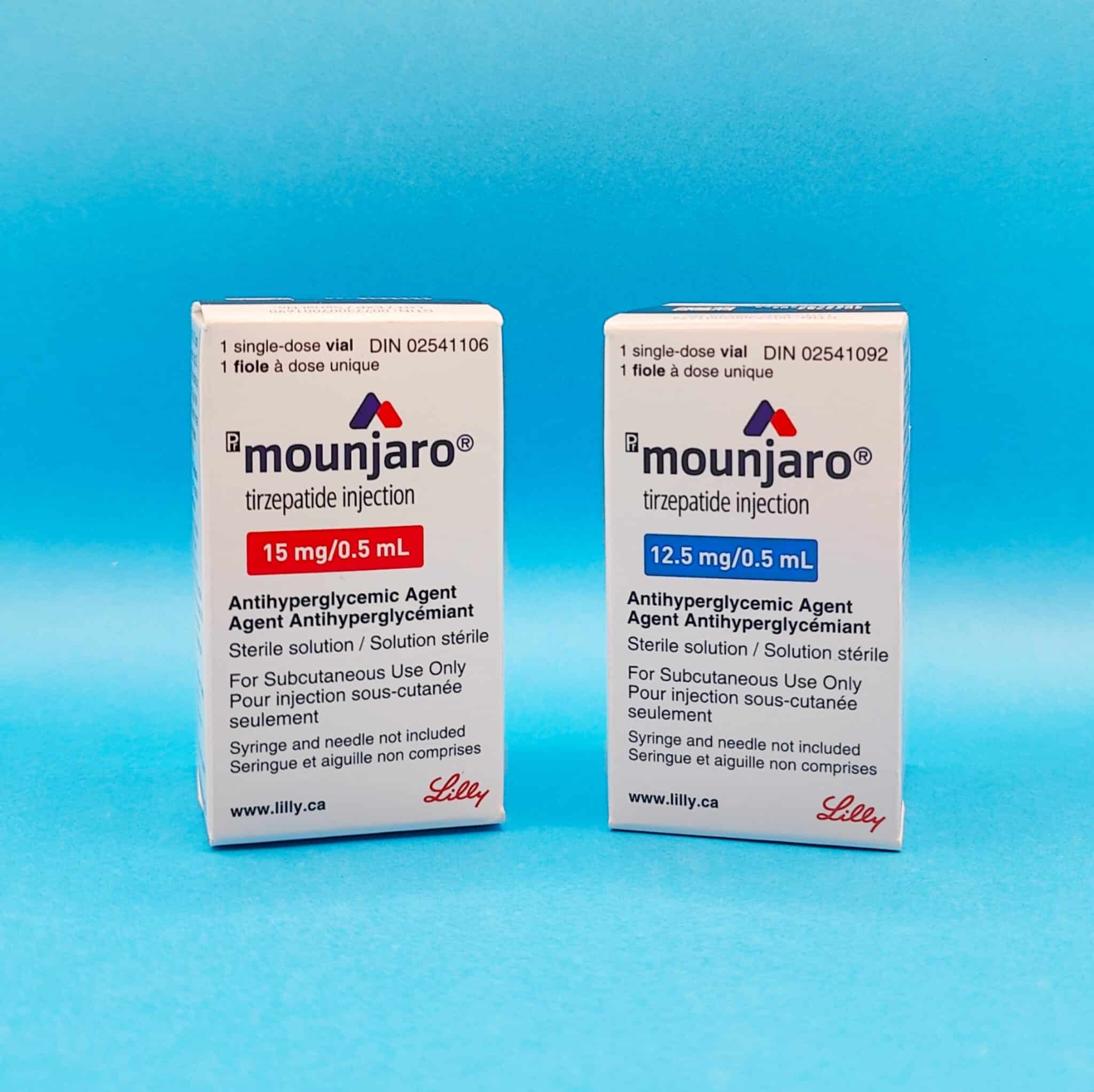 A prescription bottle of Mounjaro symbolizing affordable options from Canada