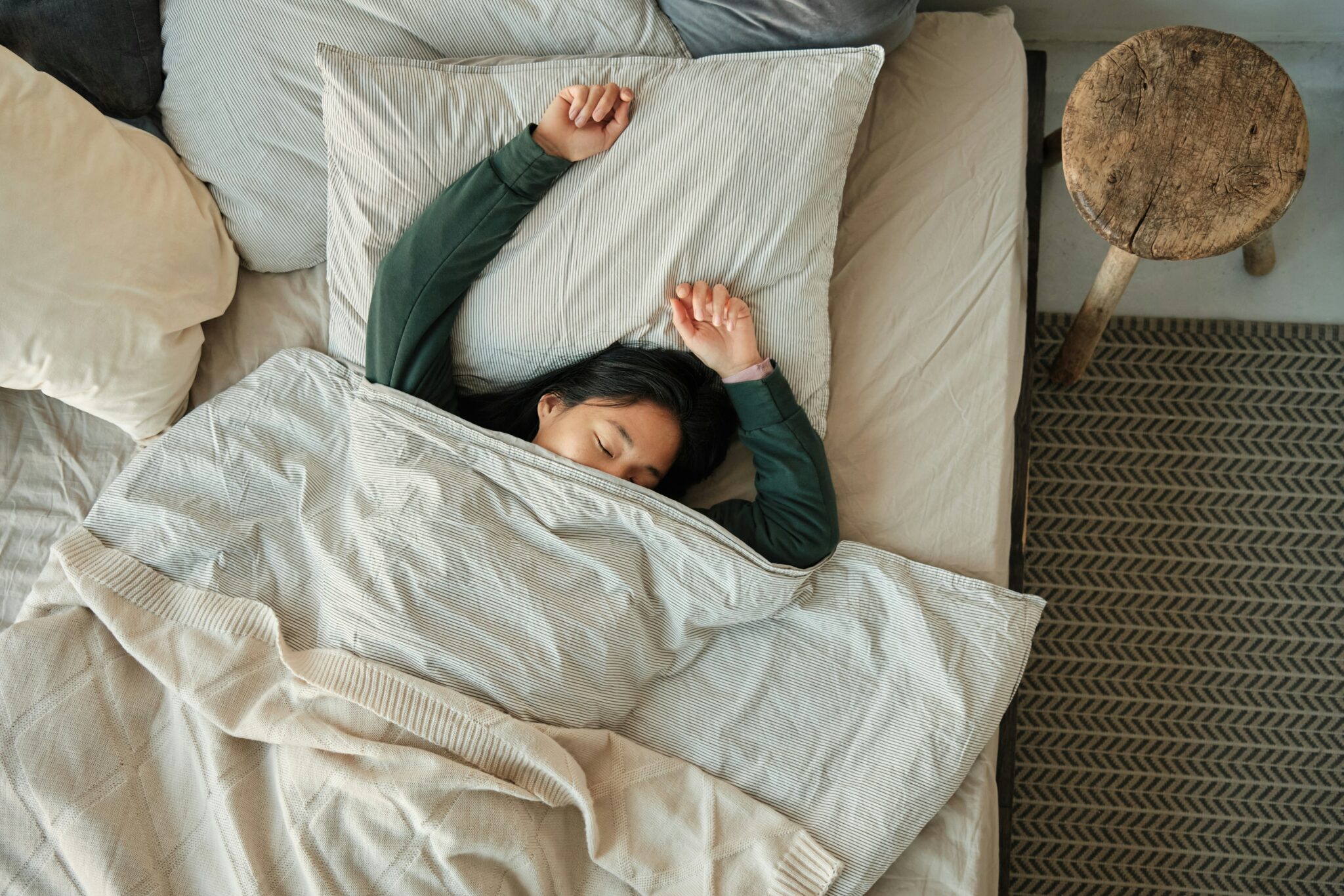 Woman laying in bed