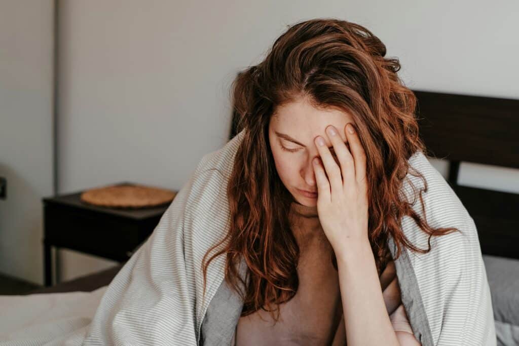 Woman having migraine