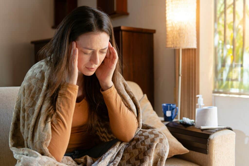 woman suffering from migraine