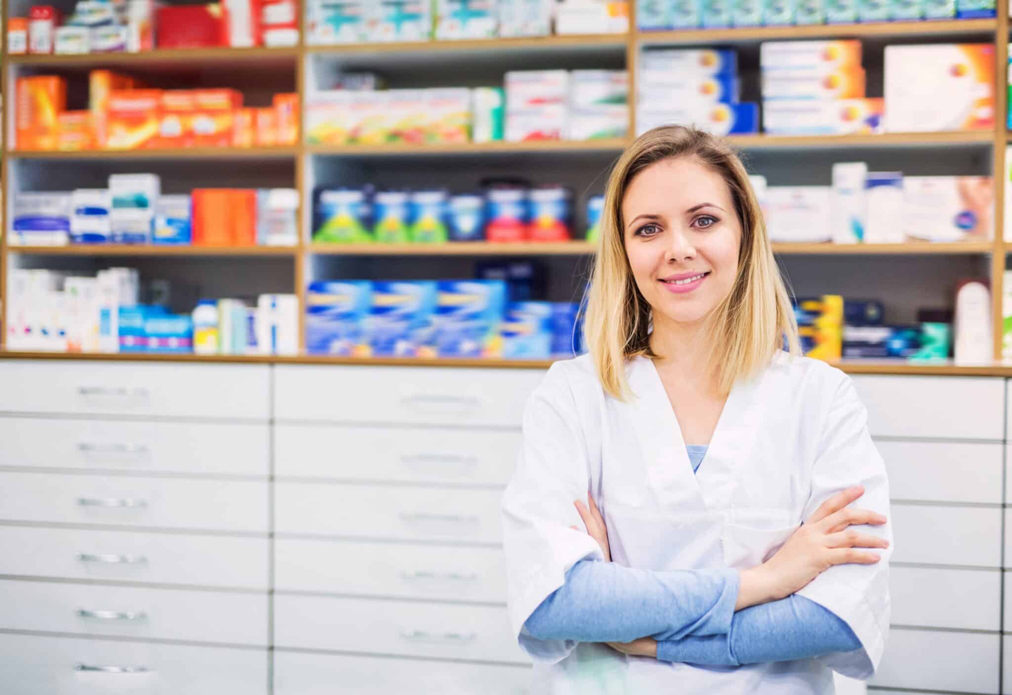 Woman standing in pharmacy